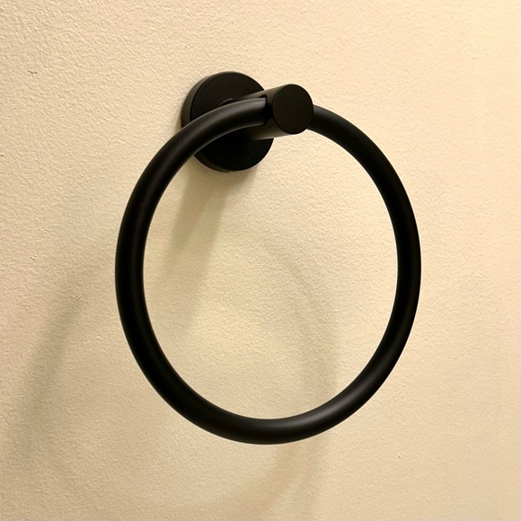 Matte Black Wall Mount Towel Holder Ring - Picture 2 of 7